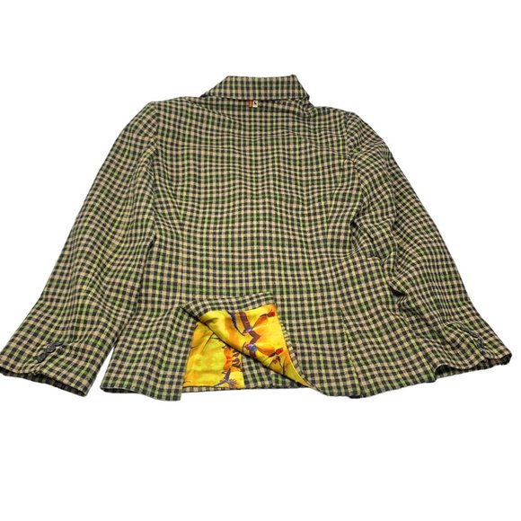 La MINIATURA Black‎ Tan Green Check Single Breast Blazer - Picture 6 of 14
